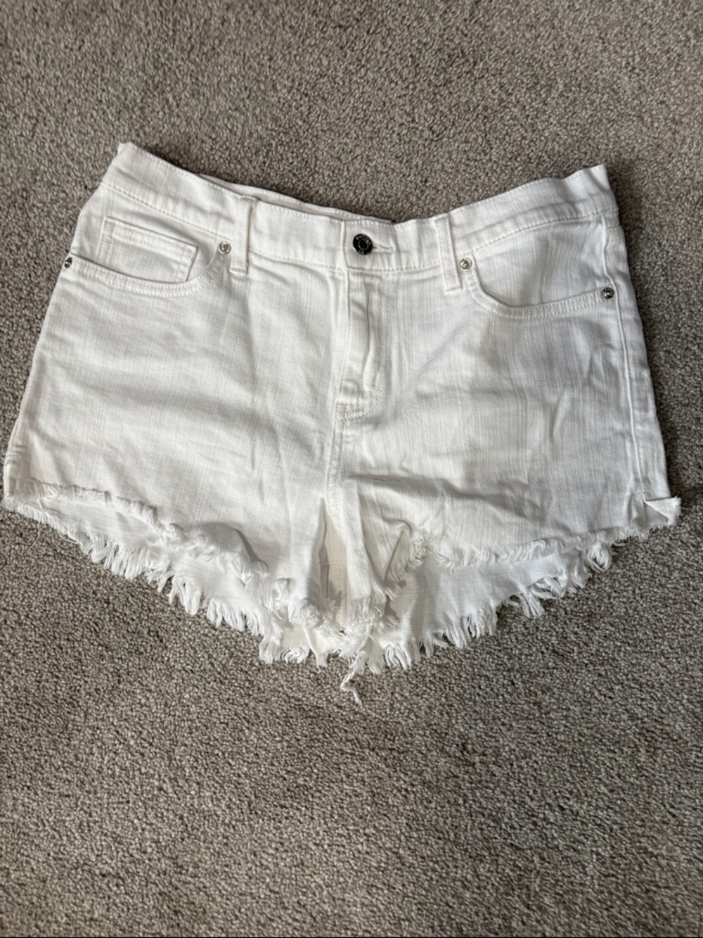 pistola White Frayed Hem Denim Cutoff Shorts